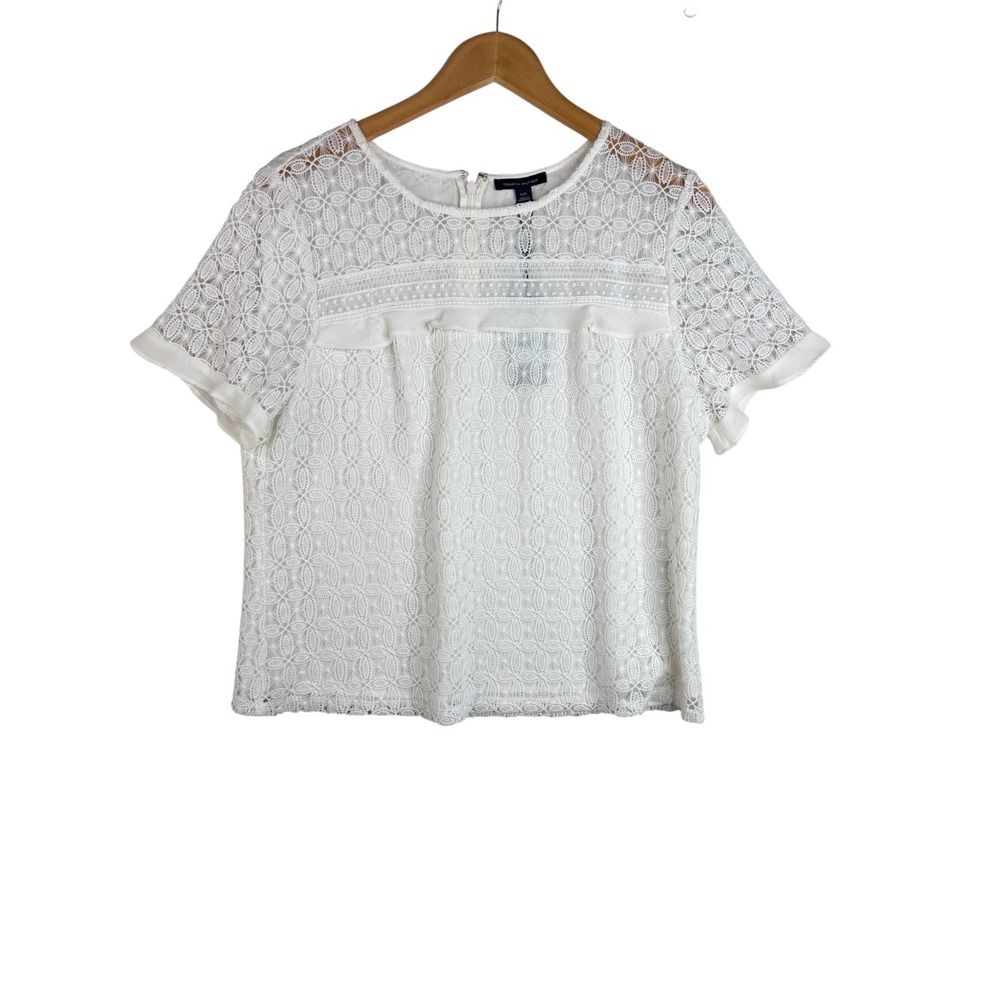 New Tommy Hilfiger Lace Short Sleeve Shirt size Large‎ White